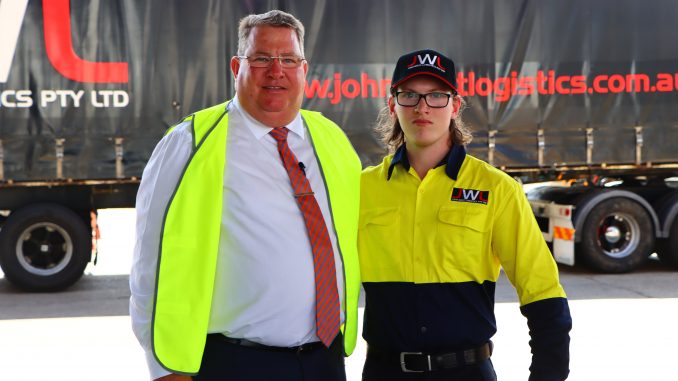 Assistant Miister Buchholz, with Josh from John West Logistics