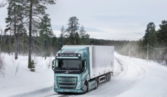 Volvo Electric truck in Arcticv circle